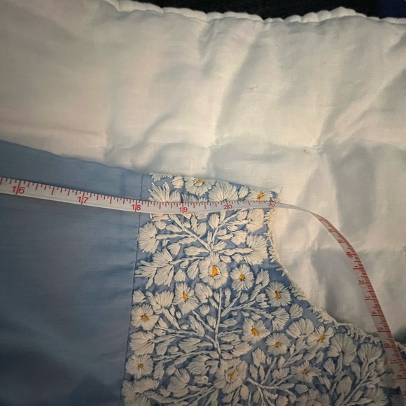 Hand-embroidered handmade long cornflower blue cotton dress - Picture 9 of 10